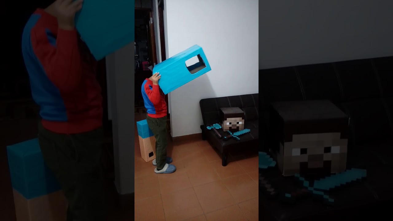 Disfraz Minecraft reciclado