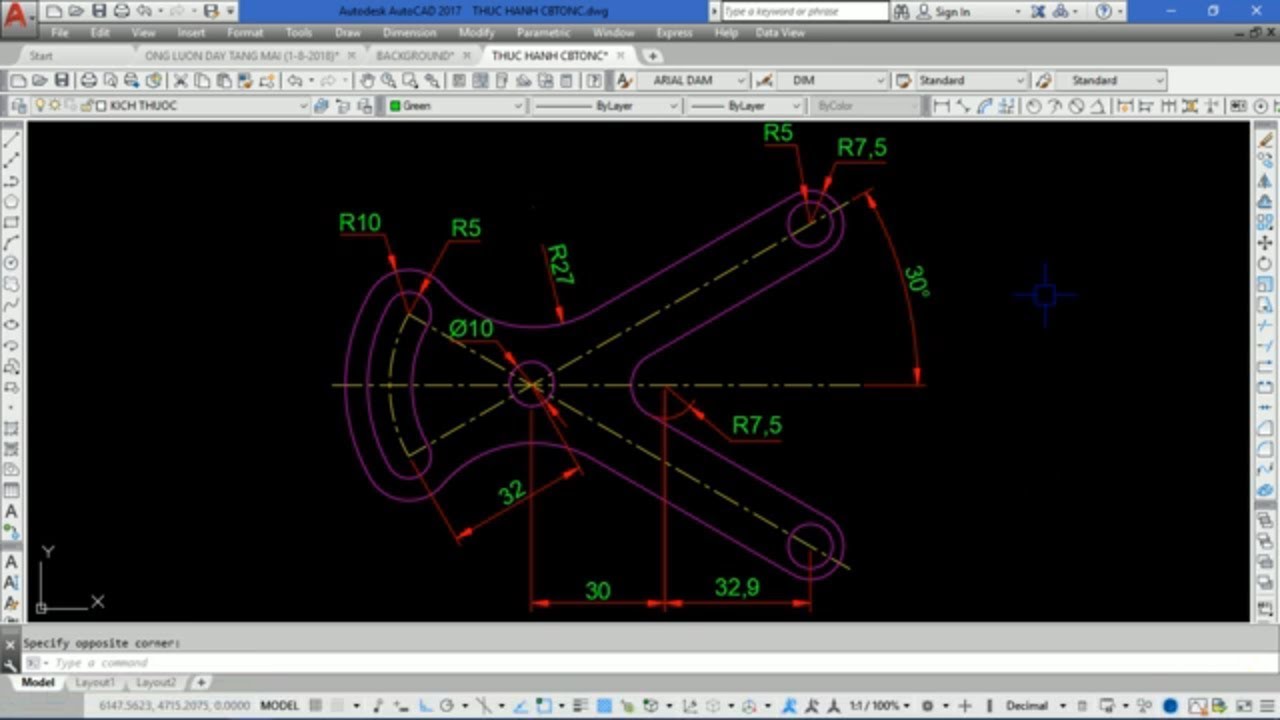 Thực hành vẽ autocad | BT 36