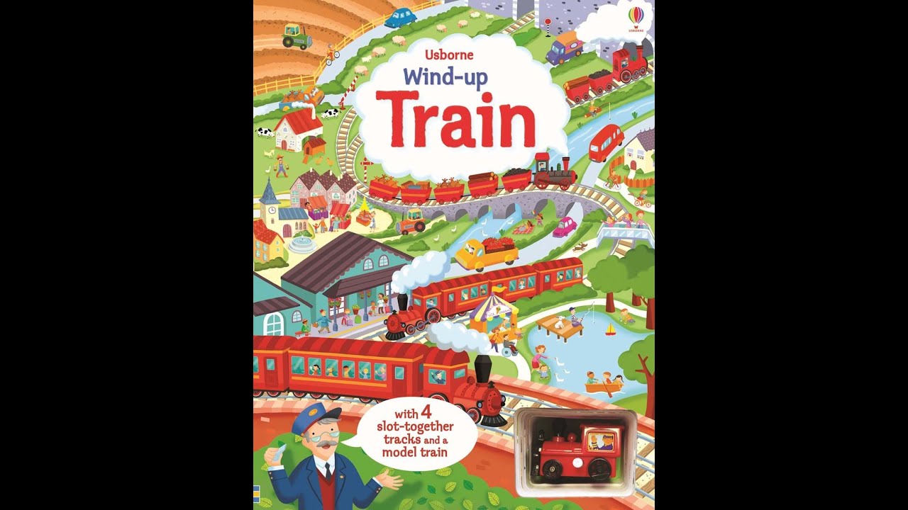 Usborne Books with toys - Wind-up train book with slot-together tracks