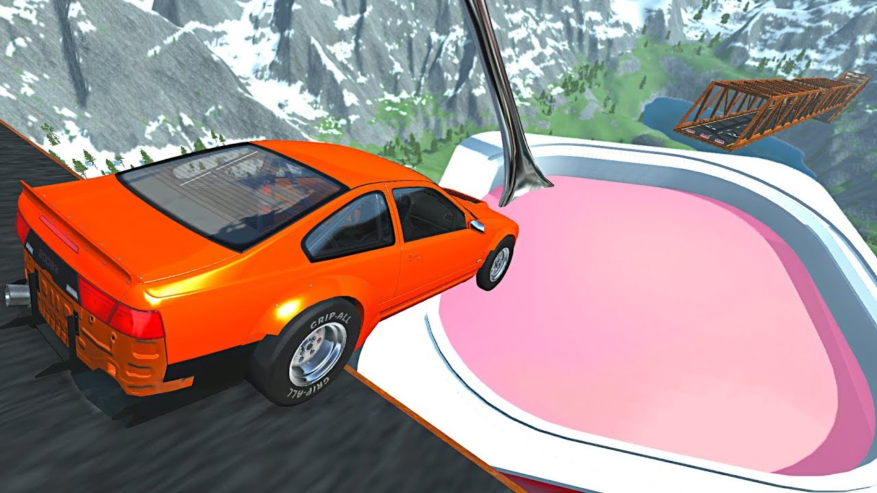 Beamng drive - Open Bridge Crashes over Strawberry Yogurt