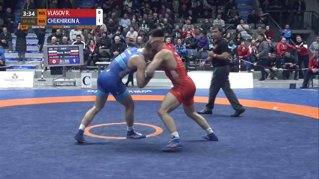 1/4 GR - 77 kg: R. VLASOV (RUS) v. A. CHEKHIRKIN (RUS)