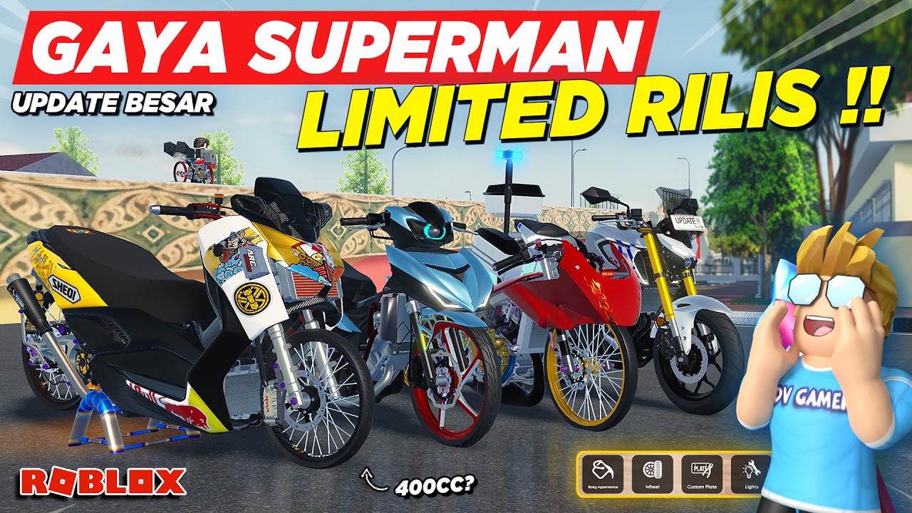 RDID UPDATE BESAR RILIS !! BISA GAYA SUPERMAN BANYAK MOTOR DRAG LIMITED NINJA MODIF BARU - Roblox