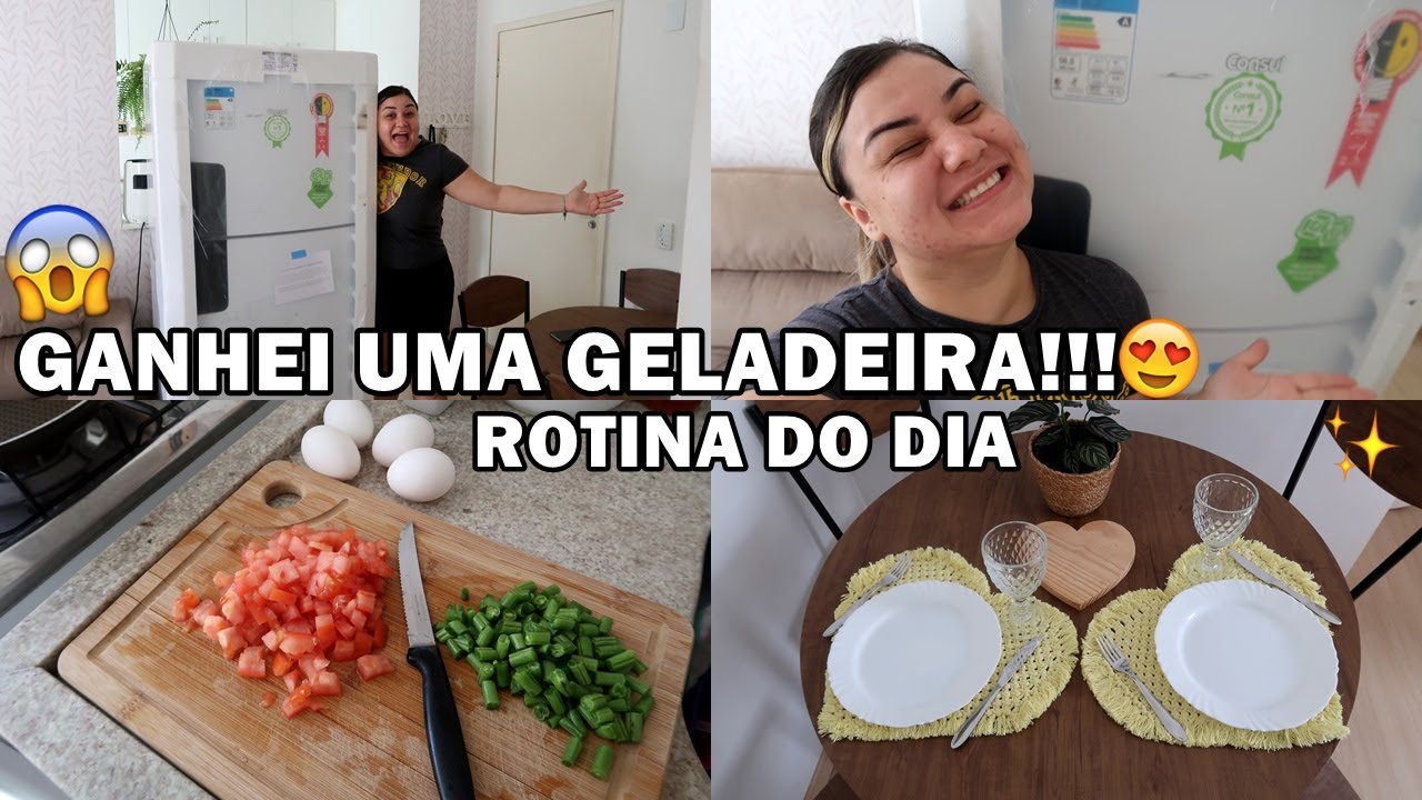 UM SUPER PRESENTE: GELADEIRA NOVA! LIMPEI E ORGANIZEI TUDO NELA, ALMOÇO SIMPLES E RÁPIDO E ROTINA