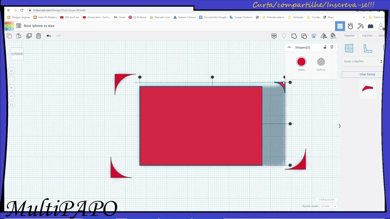 Tinkercad como fazer o canto redondo perfeito nas peças 3d raio