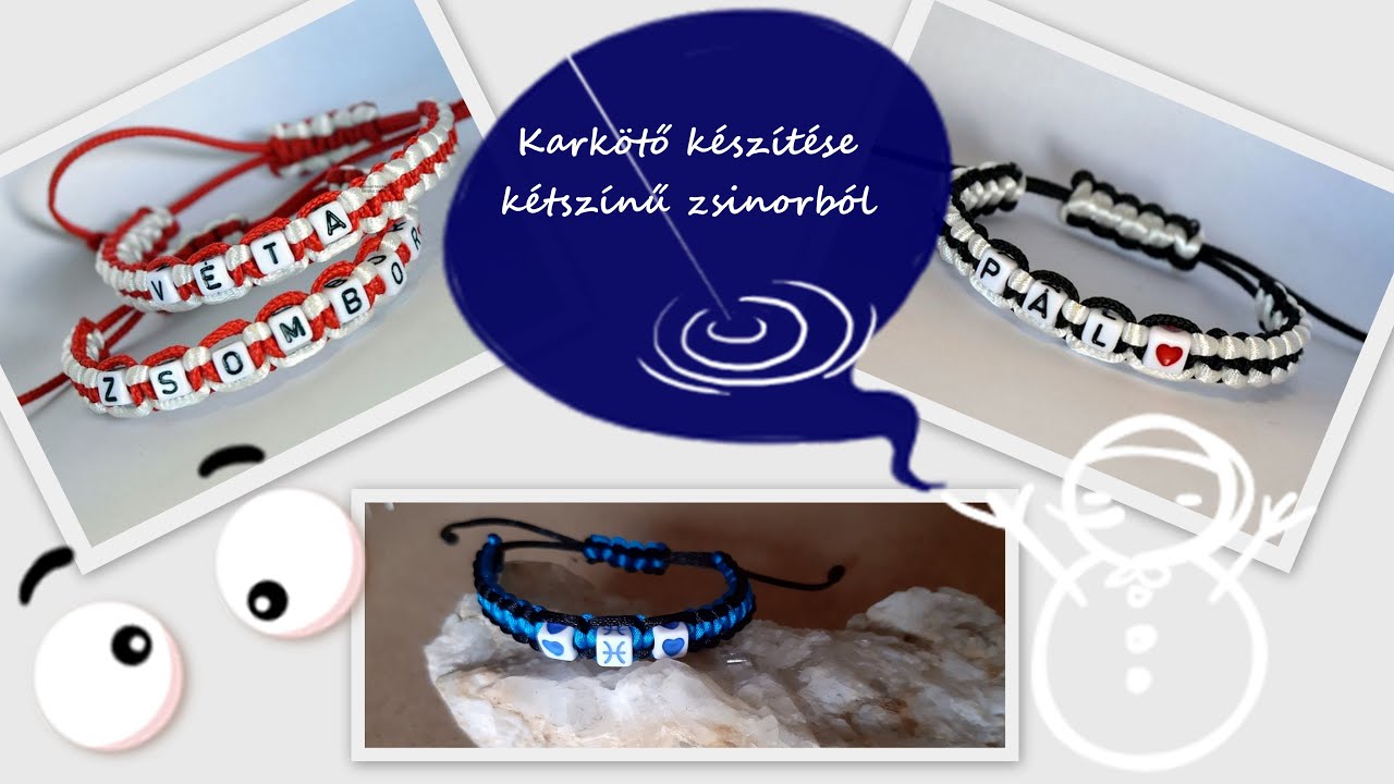 Makramé karkötő készítés kétszínű zsinórból #macrame#karkötő #ajándék #névreszóló #tutorial