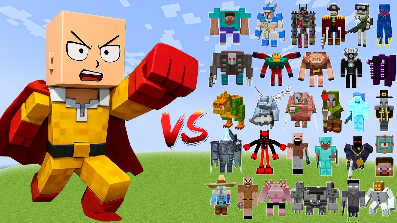 SAITAMA vs All Minecraft Bosses - Minecraft Mob Battle