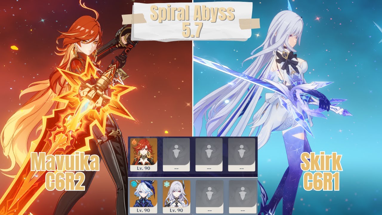 C6R2 Mavuika Solo & C6R1 Skirk Duo Spiral Abyss 5.7