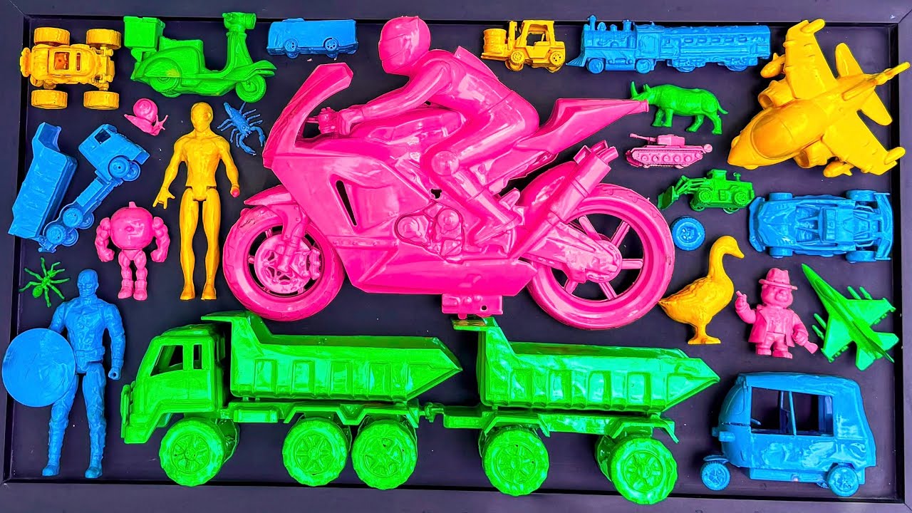 Membersihkan mobil mobilan, motor balap, truk gandeng,kereta uap, bajai, animals, anomali & pesawat