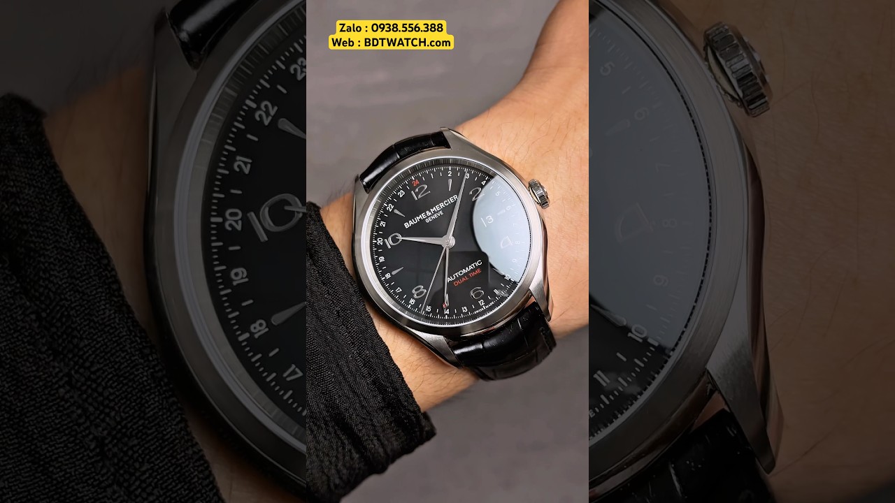 BAUME & MERCIER CLIFTON DUAL TIME GMT DIAL ĐEN NAM TÍNH  