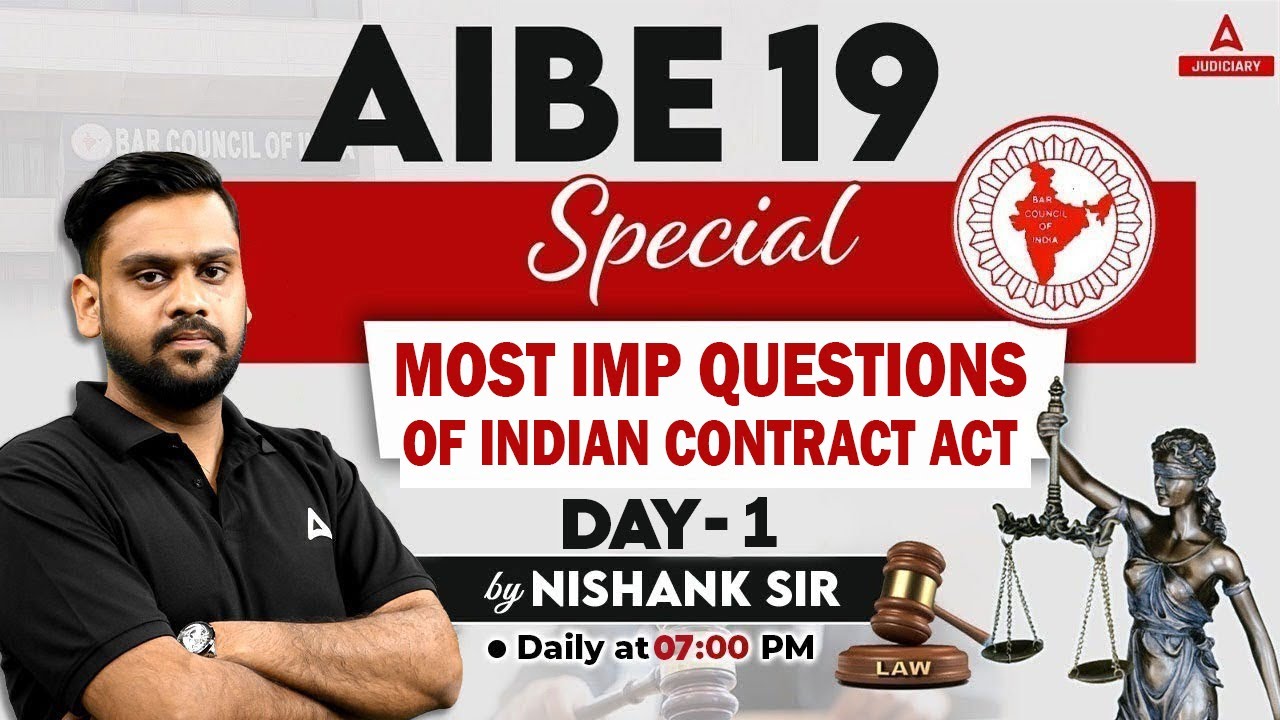 AIBE 19 Classes | Most Imp Questions of Indian Contract Act | Day 1 | Nishank sir