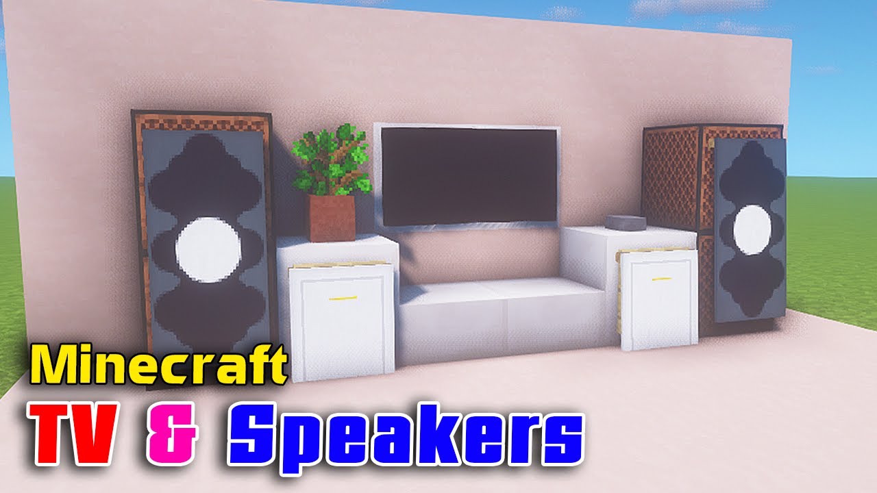 ⚒ Minecraft Interior Design Tutorial ⚒ How to Make a TV & SPEAKERS in Minecraft #14