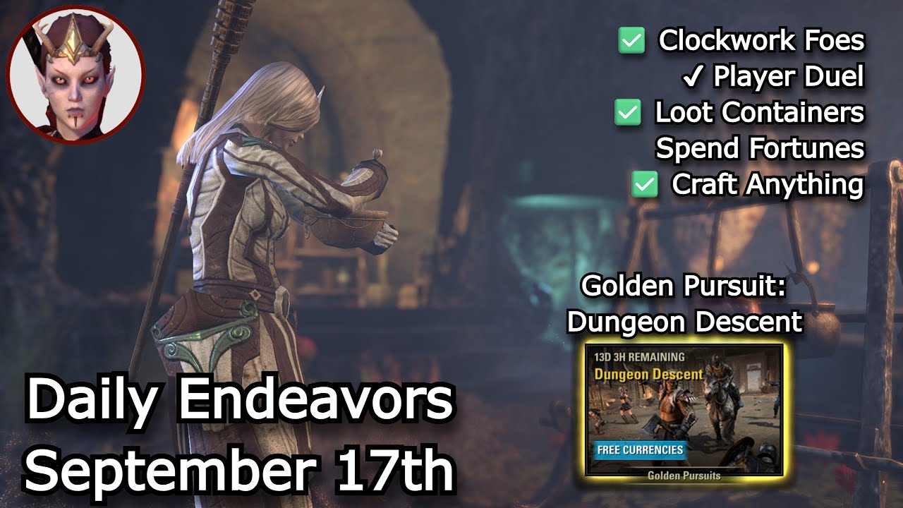 The Dungeon Golden Pursuit / September 17th Daily Endeavors Walkthrough / The Elder Scrolls Online