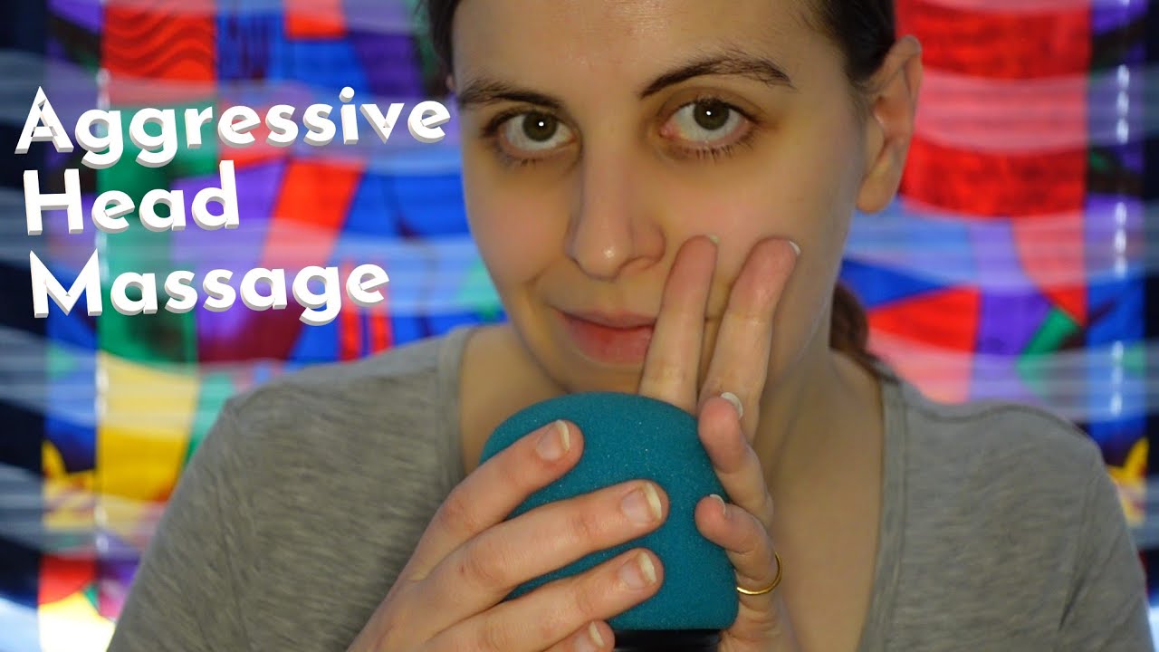 ASMR Intense & Aggressive Head Massage (Foam Mic Cover Rubbing and Stroking) - No Talking