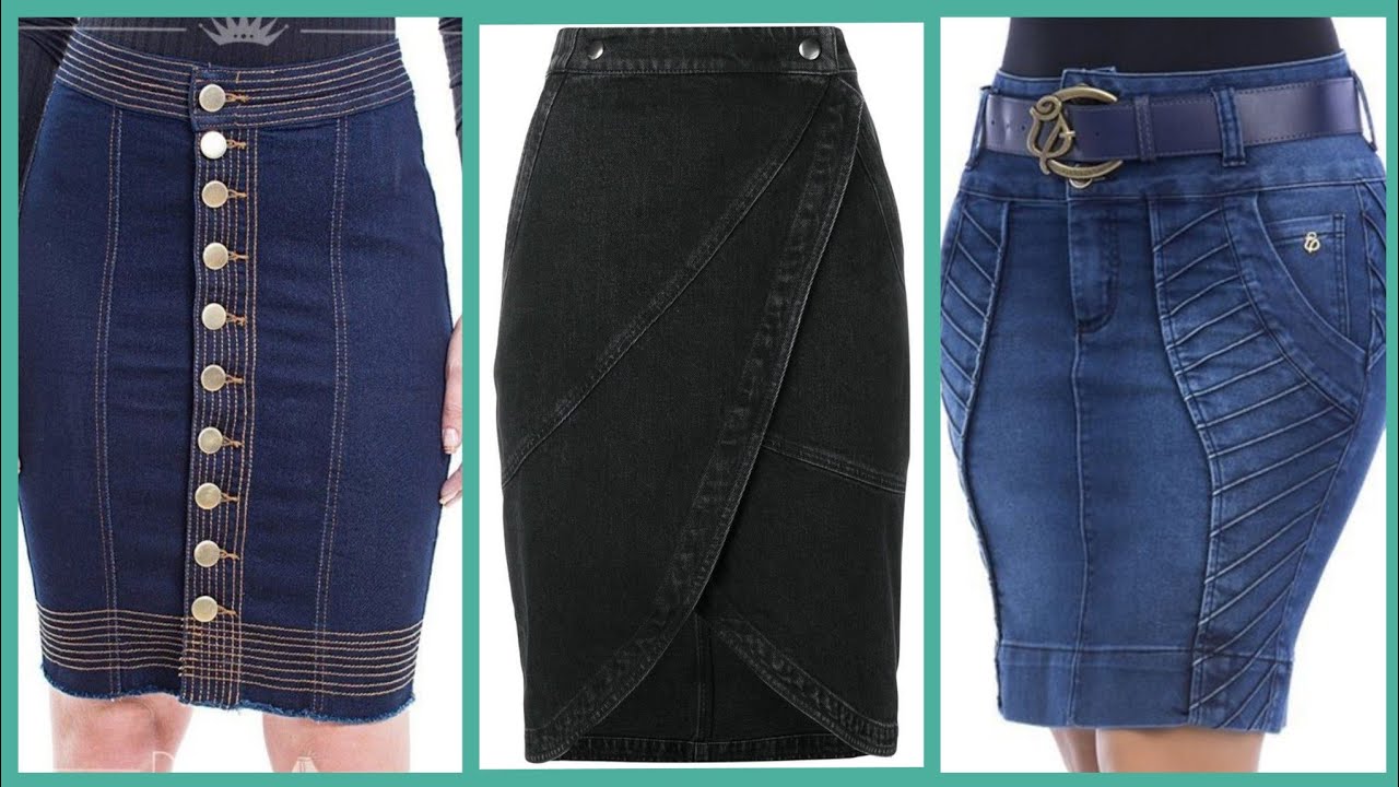 casual daily wear Denim pencil skirts design and ideas for women and girls