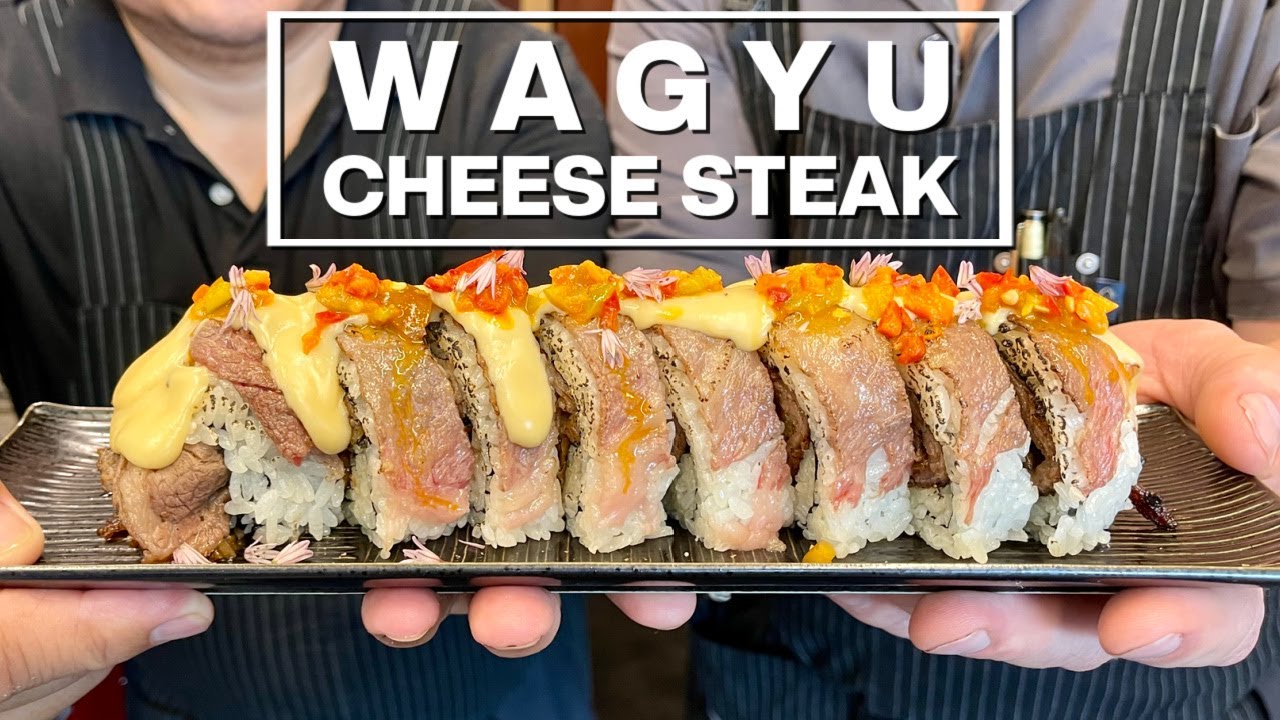 I Make The MOST Delicious Wagyu Cheese Steak Sushi Roll!