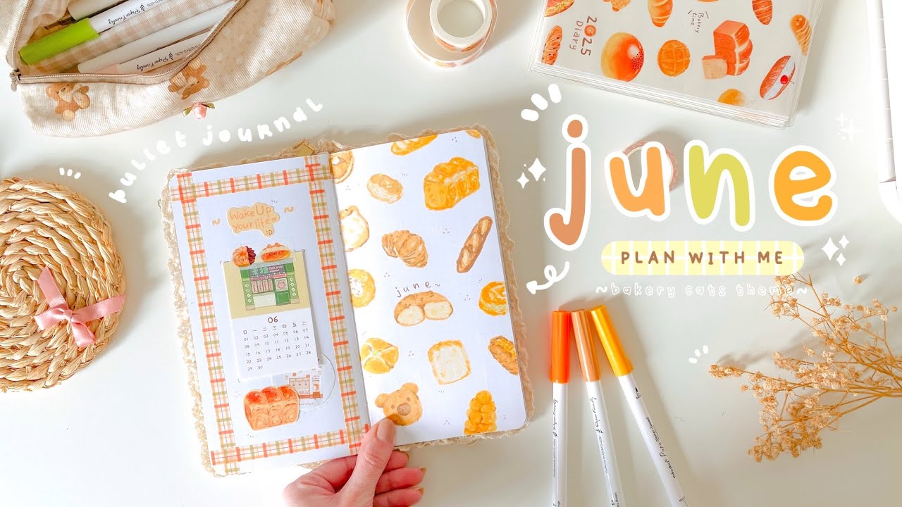 Bakery Cats Bullet Journal || June 2025 PLAN WITH ME 🍞🐱