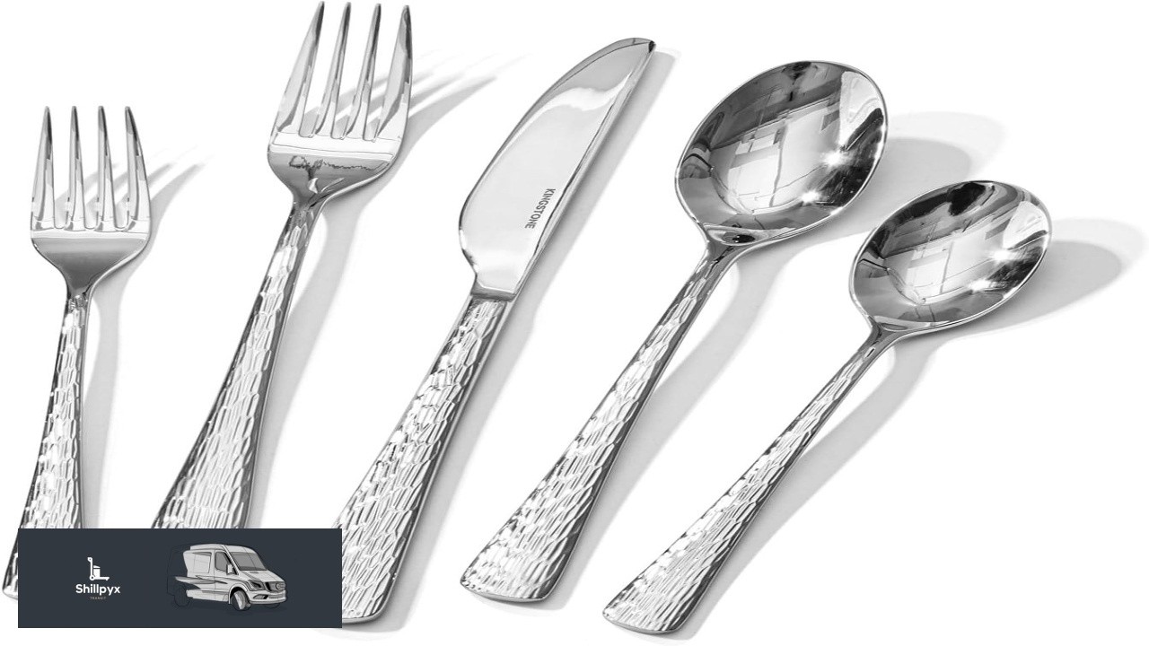 KINGSTONE Hammered Silverware Set 30 Piece Flatware Set 18 10 Stainless Steel Premium
