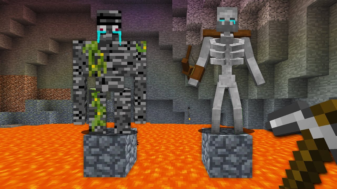 「베드락골렘 VS 뮤턴트스켈레톤」 살려줄까? [ 괴물 친구 ] Bedrock Golem vs Mutant Skeleton in minecraft