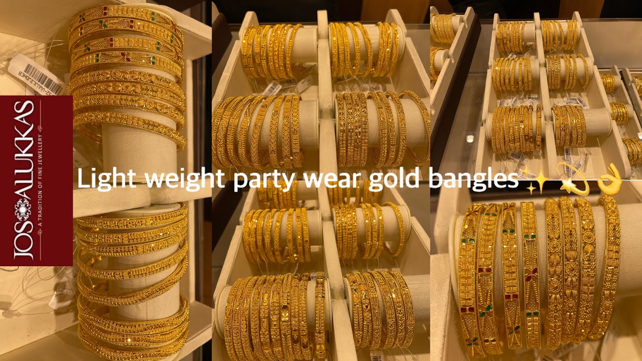 Latest Light weight party wear bangles | Gold Bangles | Jos alukkas bangle designs with weight