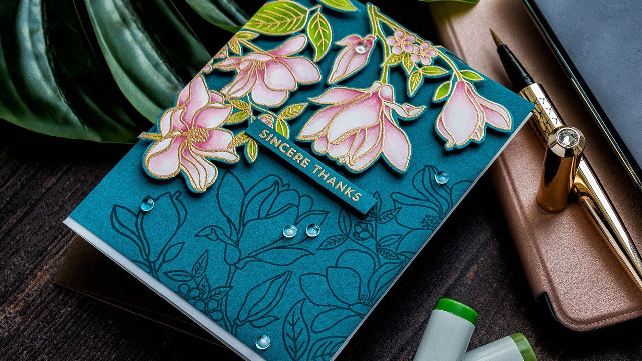 Sincere Thanks - Heat Embossing & Copic Coloring with Yana Smakula