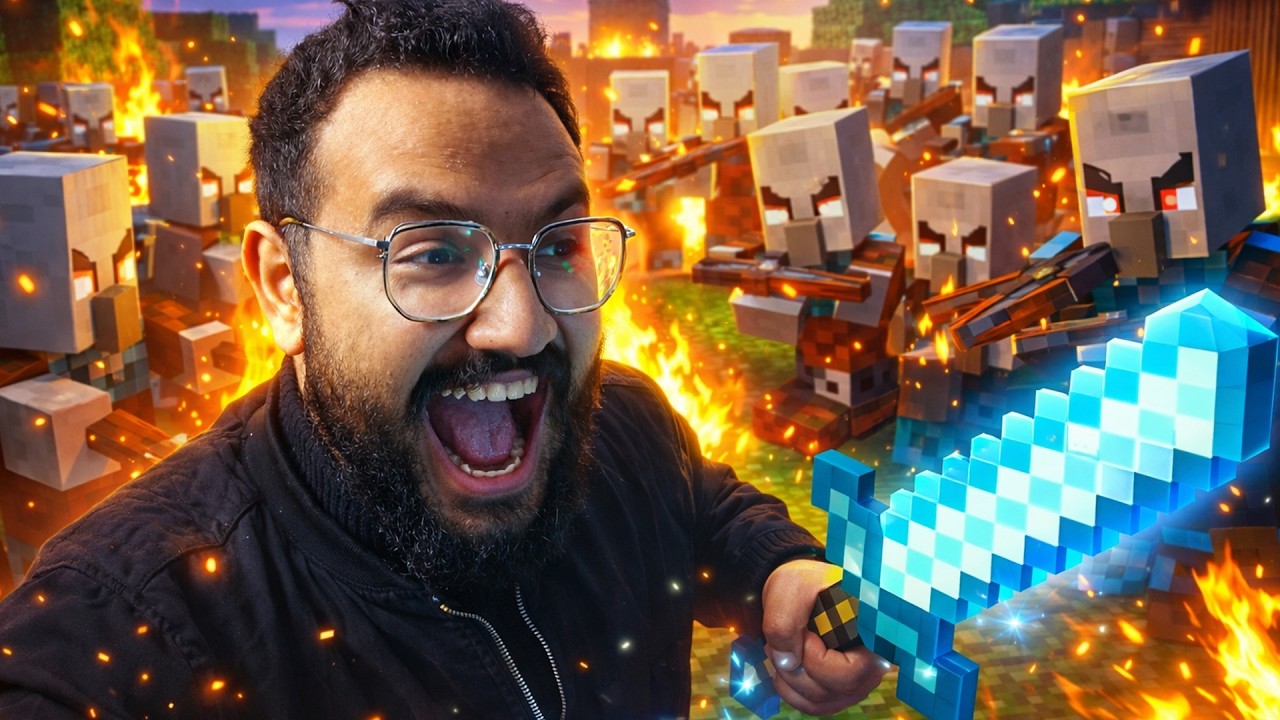 معركة طاحنة دفاعا عن شرف القرية و نهاية محزنة  في ماين كرافت ⚔️