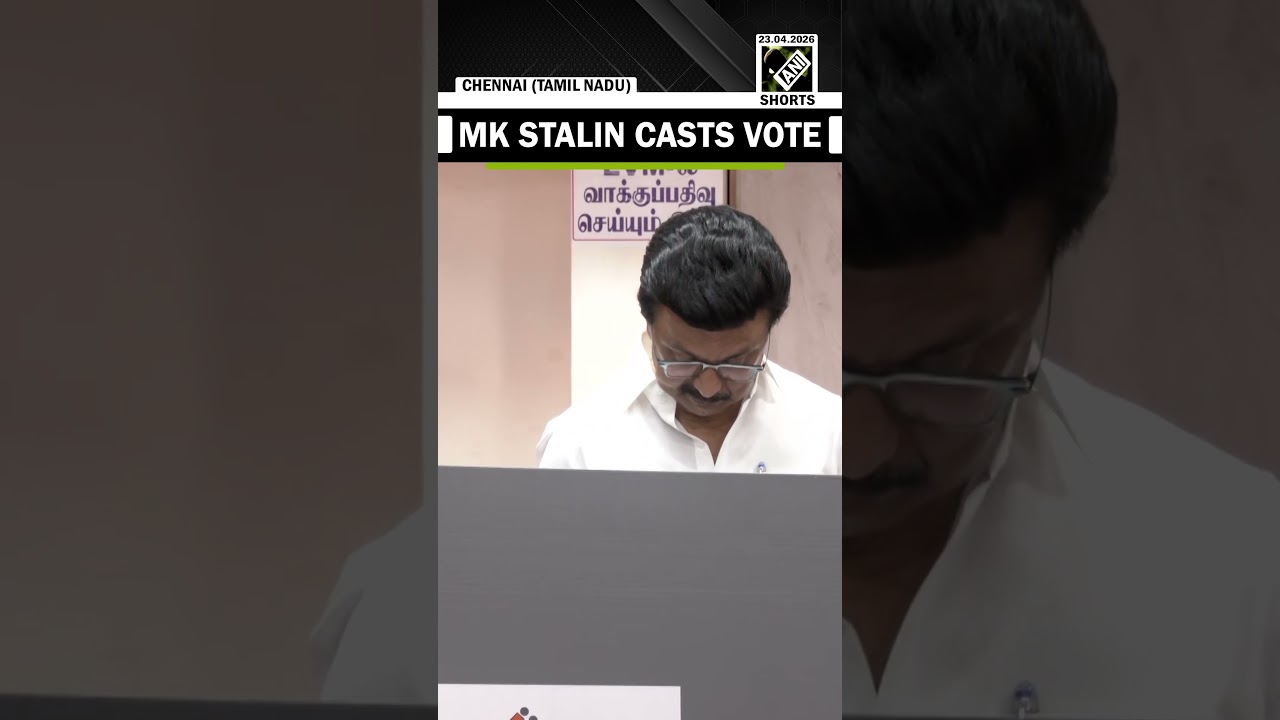 TN CM & DMK Chief MK Stalin casts his vote and shows inked finger, at a polling station in Chennai