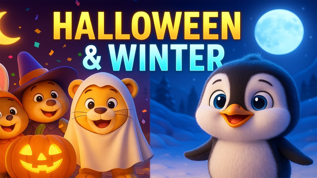 Halloween & Winter Adventures! 🎃❄️ Cute Animal Friends + Pip the Penguin | Kids Songs & 3D Stories
