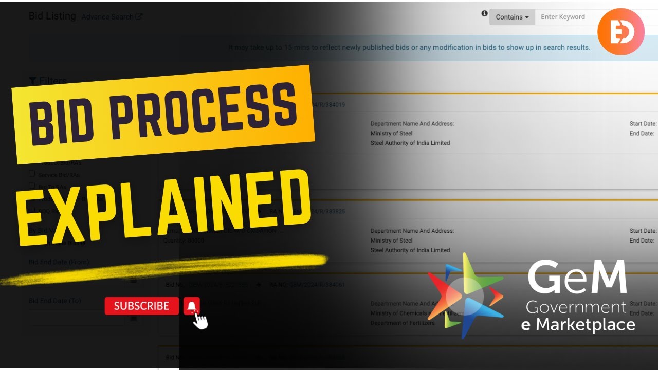 GeM Bid Process Explained: From Bid Publishing to Order Processing