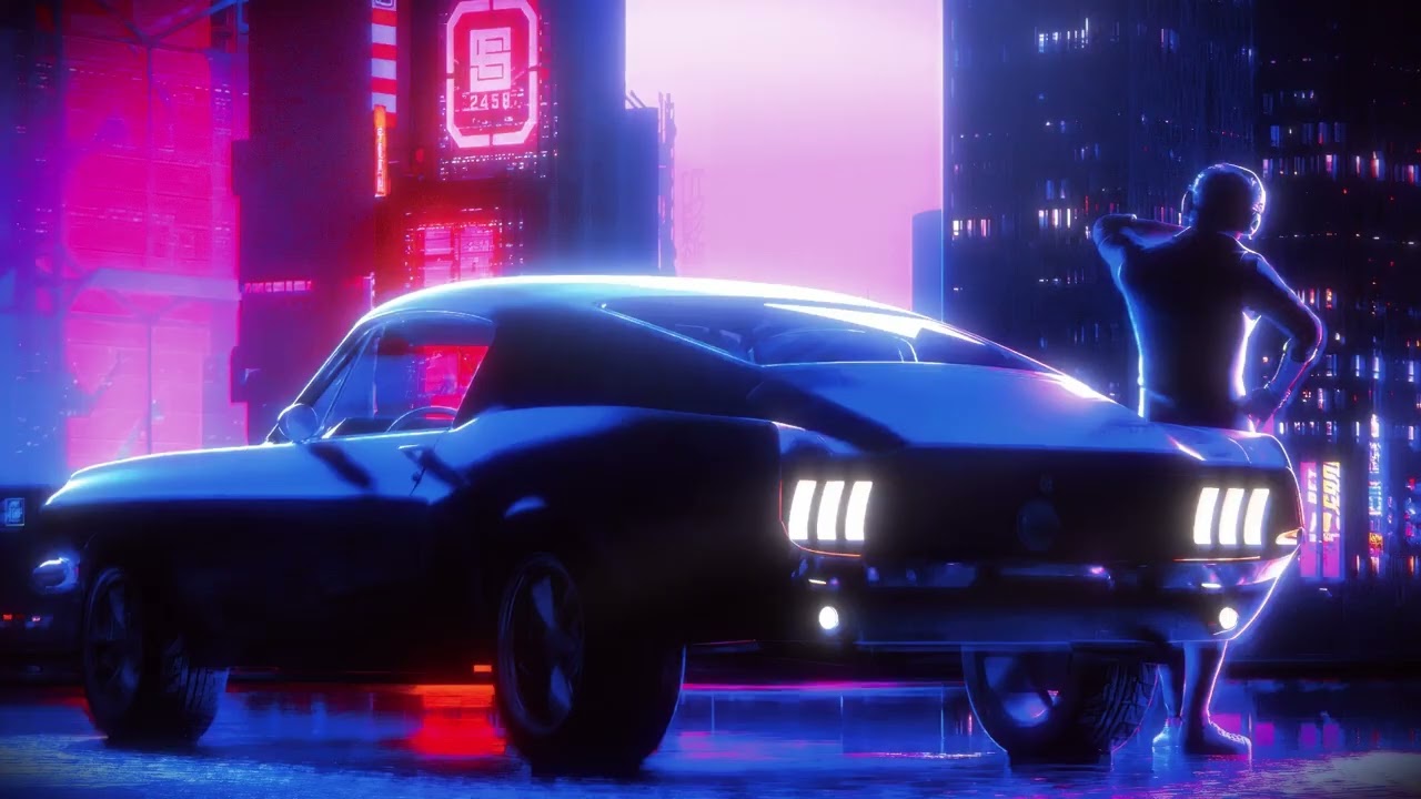 Vice City LoFi ~ Cyber Mustang Rain Neon (Purple Street Figure)