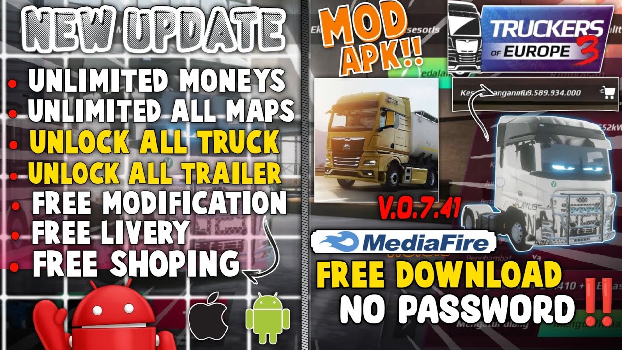 TERBARU!! TRUCKERS OF EUROPE 3 MOD APK 2026 V0.7.41| UNLIMITED MONEYS & UNLOCK ALL CAR| MODIFIKASI  