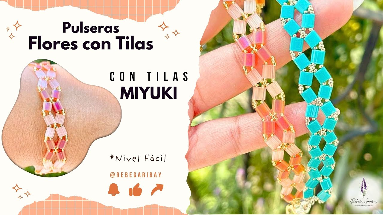 ✨Pulseras FLORES con TILAS MIYUKI✨ Fáciles de realizar, PASO A PASO
