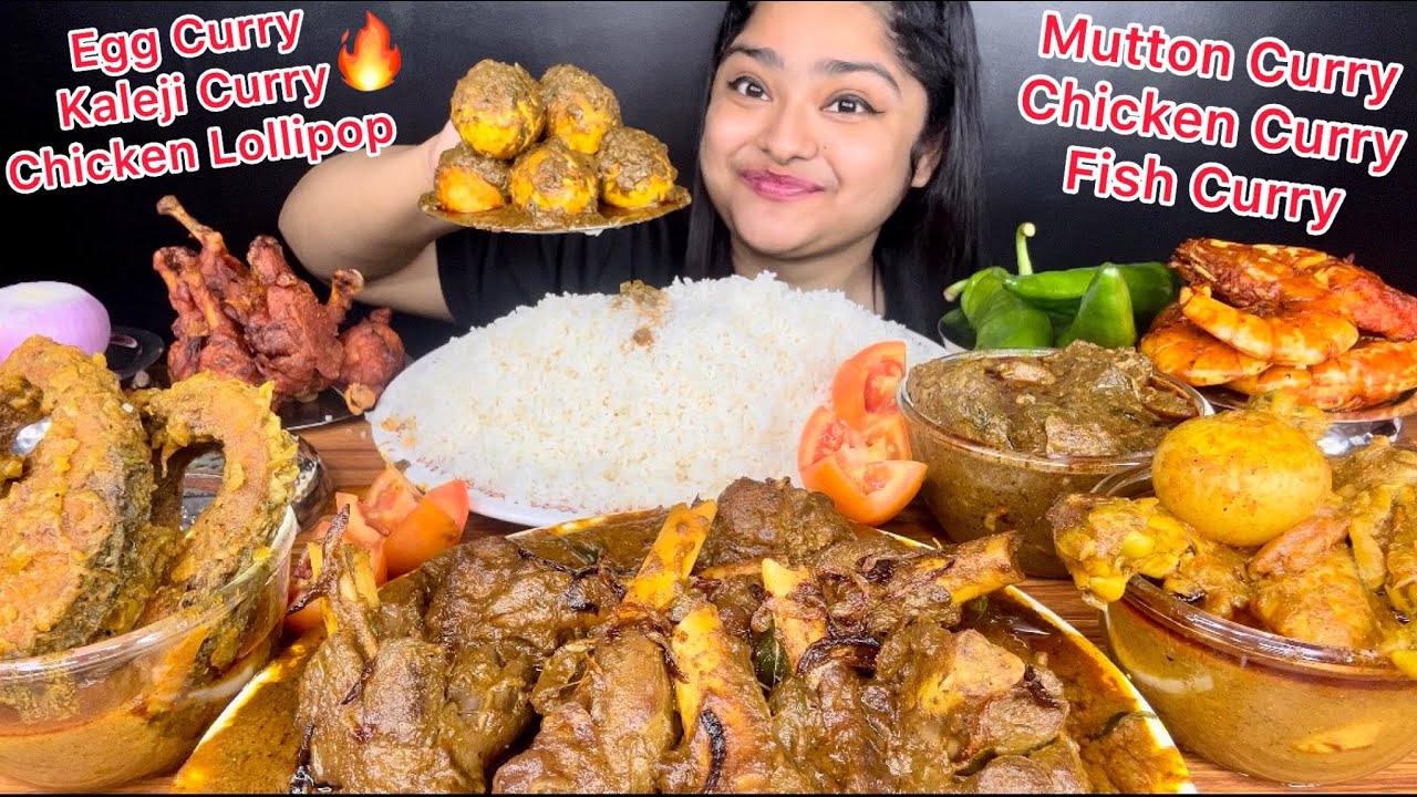 SPICY MUTTON CURRY, MURGIR LAL JHOL, FISH CURRY, KALEJI CURRY, EGG CURRY, LOLLIPOP WITH BASMATI RICE