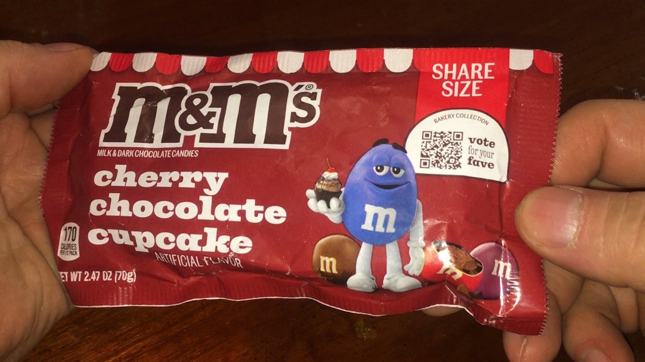 Let's try M&M's Cherry Chocolate Cupcake flavor hmmm