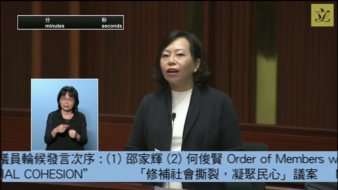 立法會會議「修補社會撕裂，凝聚民心」議案 麥美娟議員發言