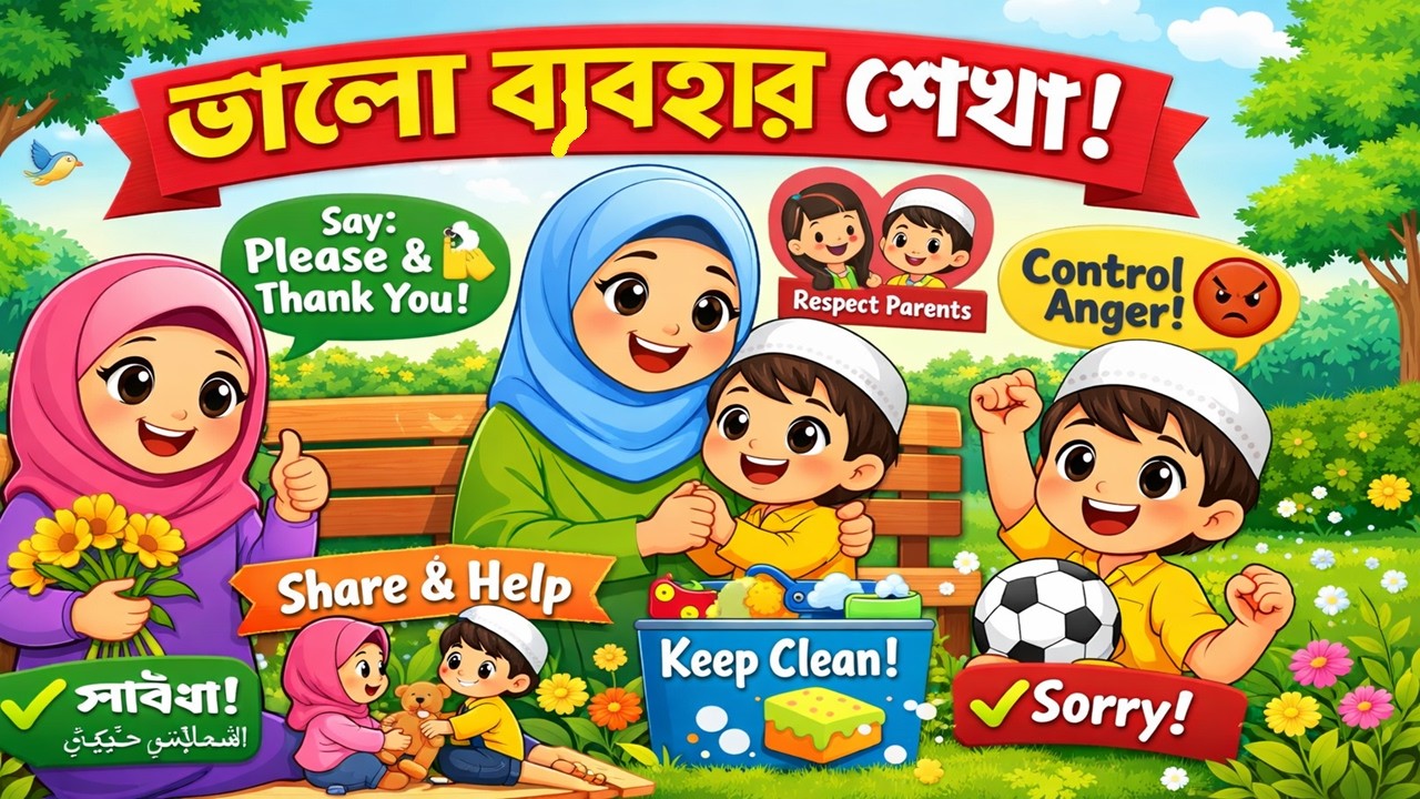 ভালো ব্যবহার ও আদব | Good Manners in Islam for Kids | Islamic Cartoon Bangla