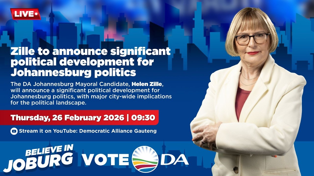 Zille to announce significant political development for Johannesburg politics