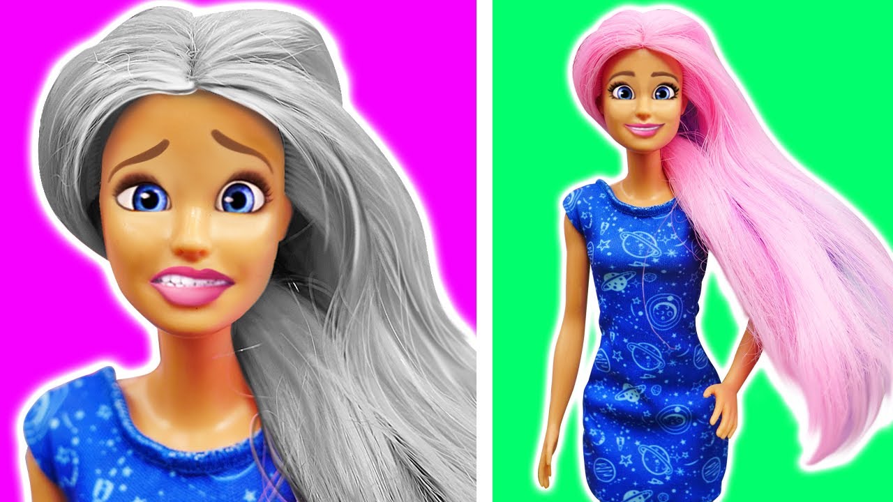 Transforma&ccedil;&atilde;o de Visual da Boneca Barbie: Novos Cabelos! V&iacute;deo infantil.