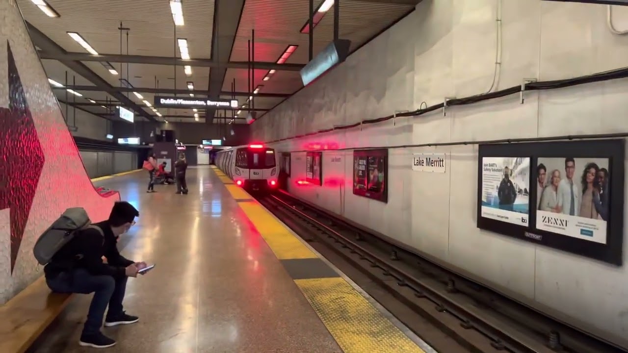 The Out Of Service Fleet Of The Future New Bart Train going By Lake Merritt Bart Station