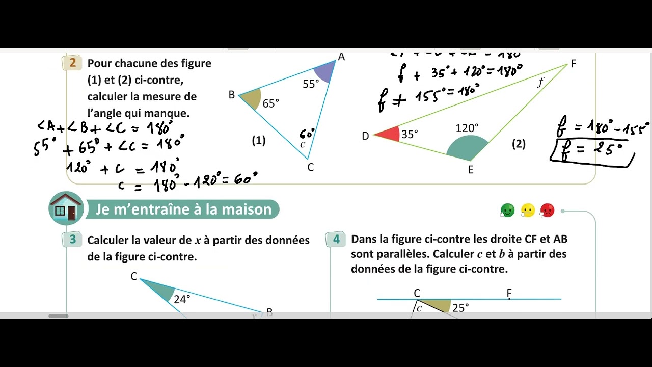 je réussis pas à pas page 14-15 angles d'un triangle