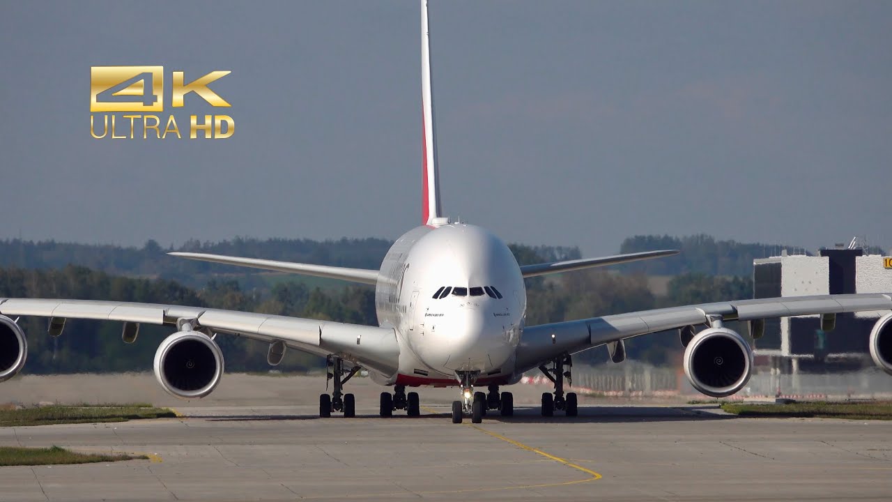 Airbus A380-861 from Emirates A6-EUM departure at Munich Airport MUC EDDM