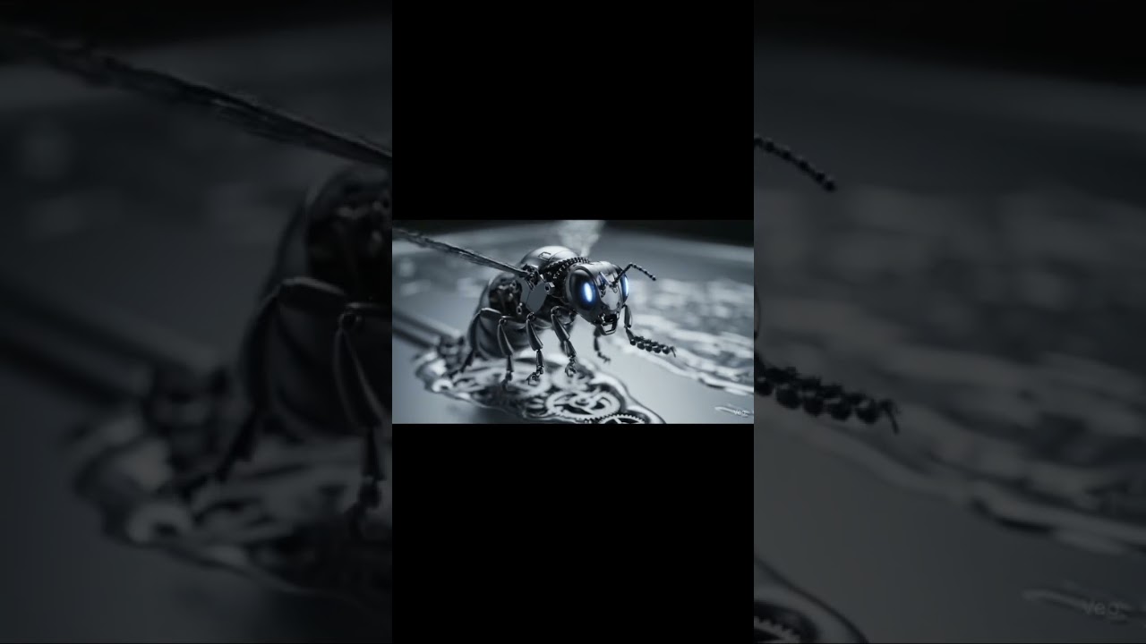 futuresstic metalic liquid transform into robotic honey bee 😱🐝