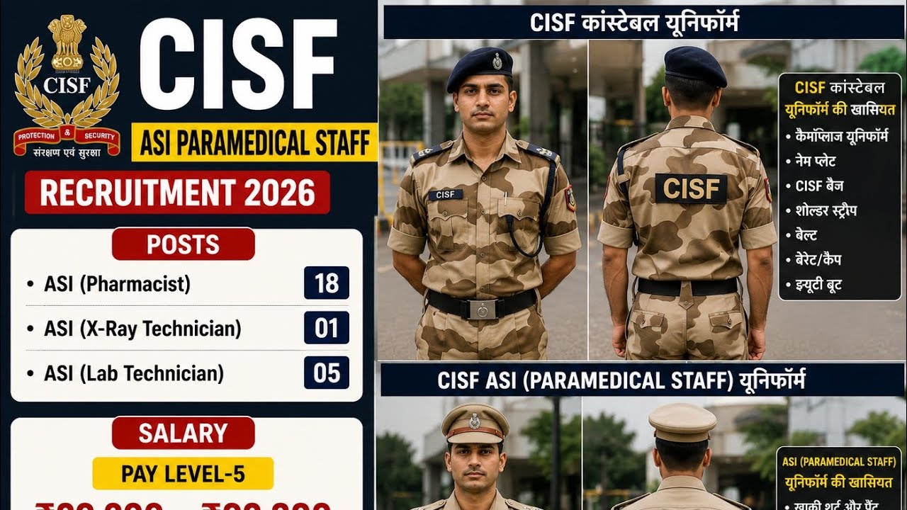 CISF ASI Paramedical Bharti 2026 | Salary ₹92,300 | Eligibility Full Details