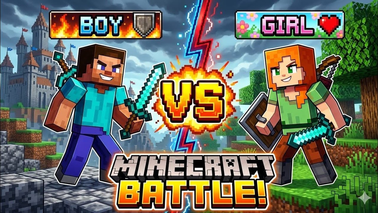 Boys vs Girls Play Minecraft!