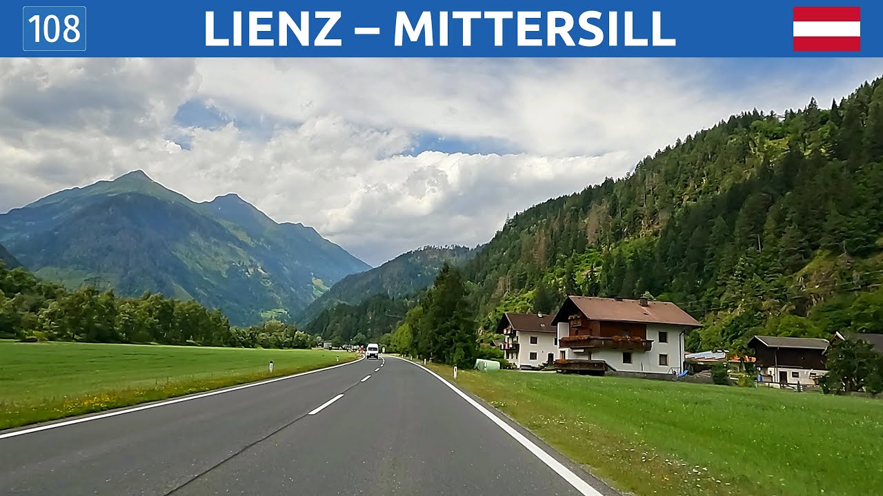 Driving in Austria. A road from Lienz to Mittersill through the Felbertauerntunnel. 4K