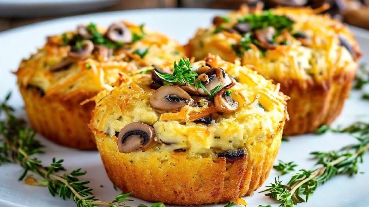 Kartoffelmuffins mit Pilzen – schnell und lecker