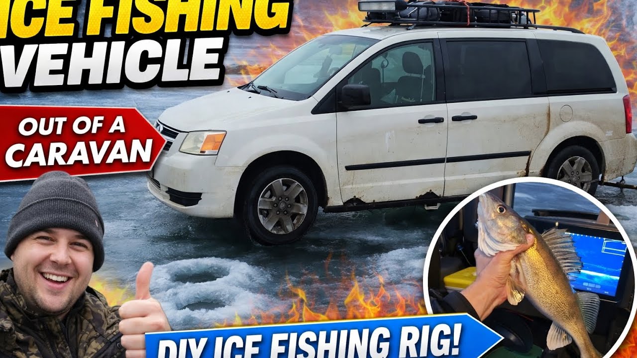 The best DIY ice fishing van you'll probably ever see! The Dodge Grand FishnVan ice fishing van.