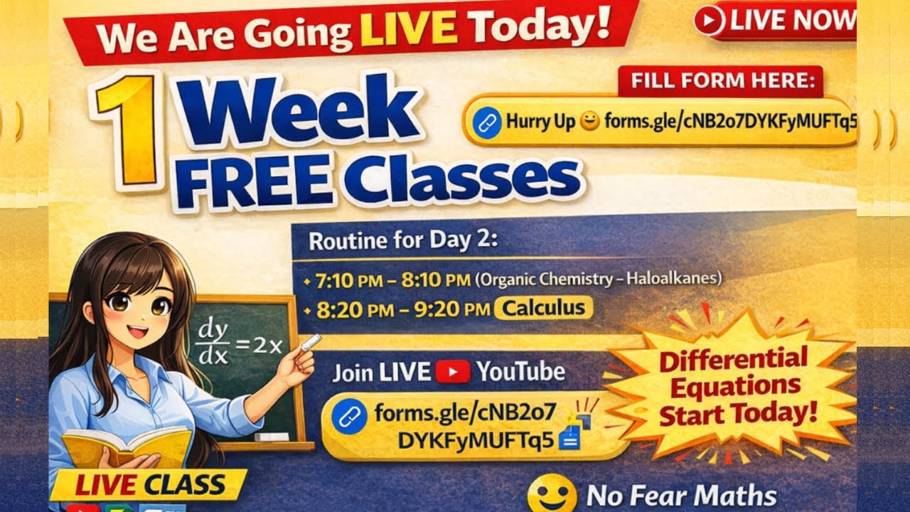 NEB Grade 12 FREE Live Classes 🔴 | Organic Chemistry and Calculus (Differential Equations) | Day 3