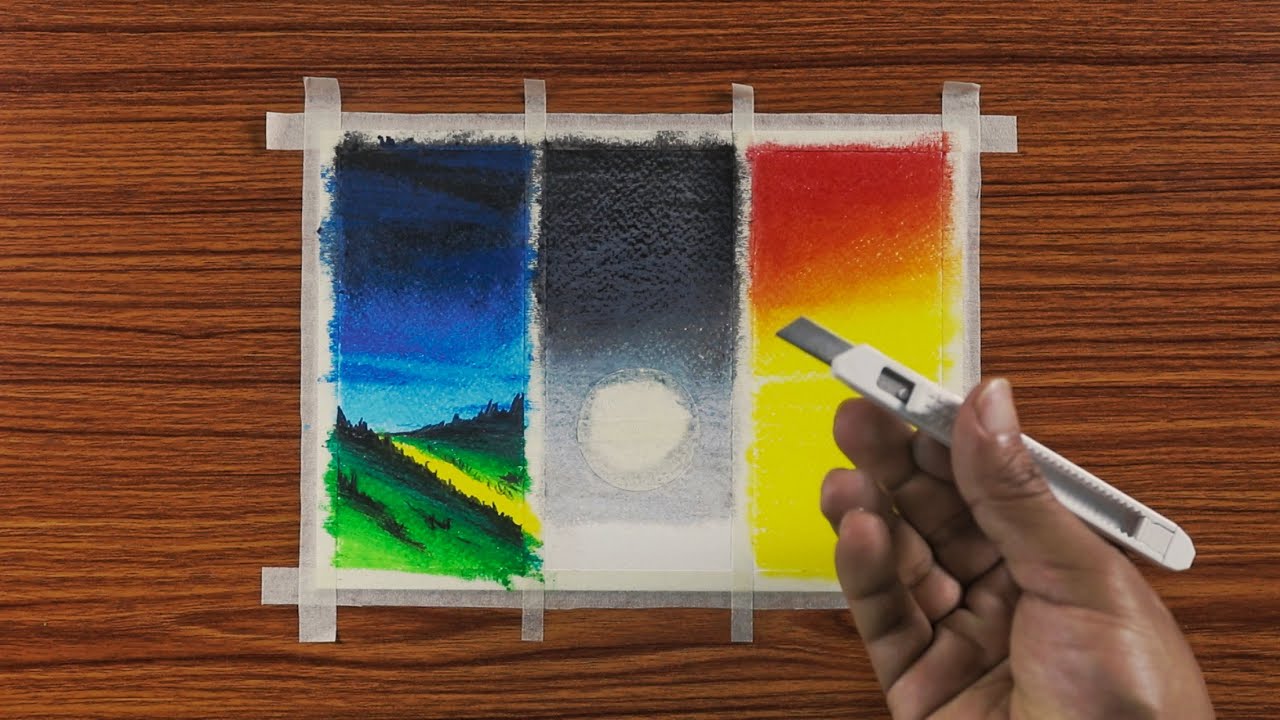3 Type of Scenery Drawing / Easy Oil Pastel Drawing / Step by Step