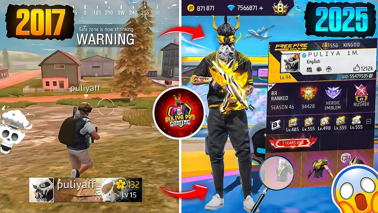 Searching 2017 Old Players Id in 2025 | FREE FIRE PLAYERS 2017 VS 2025⚡- Garena Free Fire