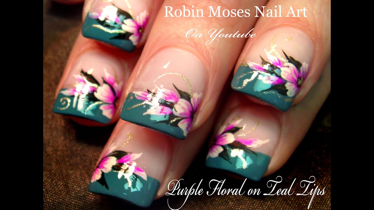 DIY Easy Flowers on French Tips Nail Art Design Tutorial